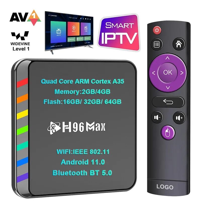 Wholesale Set Top Box H96max Quad Core Android 11 Dongle S905 W2 Dual WiFi Smart Streaming Device 4K IPTV TV BOX Android TV Box