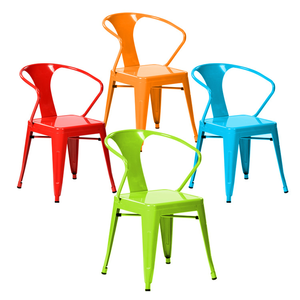 Wholesale Large Armchairs Industrial Furniture High-back <b>Stackable</b> Retro Style Coffee Shop Metal Fixed Armrest Steel bar <b>Chairs</b> - Product Image 4