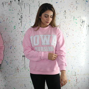 Sweat-shirt à capuche IOWA MEN HAWK HIDE Winter Pink 100% coton avec broderie appliquée blanche, fils fins vintage - Product Image 1