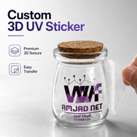 Autocollant de transfert UV 3D personnalisé, logo métallique en relief, autocollant en vinyle imperméable, étiquette de transfert DTF pour l'emballage des bouteilles, vente en gros