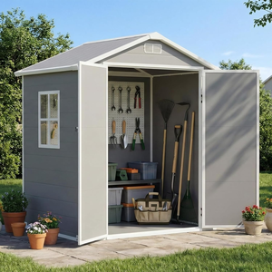 <strong>8</strong> <strong>X</strong> 6 FT Outdoor Storage <strong>Shed</strong>, All-Weather Plastic Garden <strong>Shed</strong> with Floor, Lockable Doors &amp; Windows, DIY Plastic Tool <strong>Shed</strong> - Product Image 3
