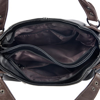 Nouveau Sac Fourre-tout Femme 2026 en PU Rétro avec Fermeture Éclair, Grande Capacité, Blocs de Couleurs, en Cuir Souple et Polyester, Sac à Bandoulière Élégant et Polyvalent Hiver 2025