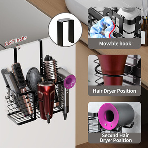 Hair Dryer Holder Square Wall Mounted No Drill Bathroom <b>Storage</b> <b>Basket</b> For Hair Dryer And Brush - Product Image 3