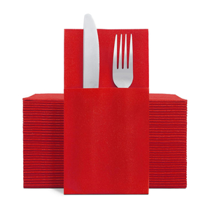 Serviettes jetables effet lin avec poche intégrée pour couverts, serviettes avec poches pour mariage, Noël, Thanksgiving, anniversaire - Product Image 4