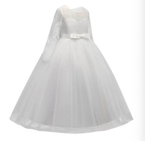 Robe de demoiselle d'honneur pour filles, longue manche, dentelle, princesse, pour mariage ou fête, 2021 - Product Image 2