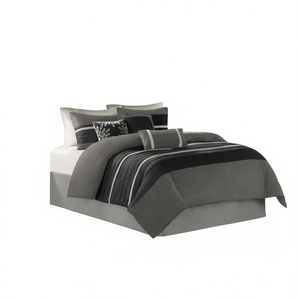 Set Copripiumino 7 Pezzi a Righe, Biancheria da Letto Moderna per Casa, 100% Poliestere, Lavabile in Lavatrice - Product Image 1