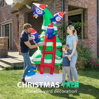 Décoration de jardin de Noël gonflable en polyester Riyuehong, Père Noël et pingouin grimpant sur une échelle, avec lumières LED, durable et imperméable