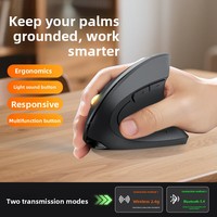 Mouse Vertikal Nirkabel 2.4G Khusus Tangan Kanan, Mouse Ergonomis Nirkabel 2.4G Mode Ganda dengan Tombol Senyap, Mouse Ergo Kantor