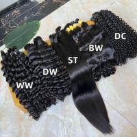 Extensiones de Cabello Humano 100% Natural, Ondulado, Rizado, Liso, con Cutícula Alineada, Color Negro Natural, Venta al Por Mayor
