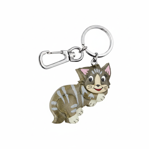 Portachiavi in legno a forma di gatto, prodotto senza scatola - Product Image 2