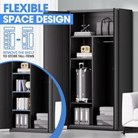 Armoire de rangement métallique robuste et moderne de 72 pouces avec serrure, design multifonctionnel pour la maison, le bureau, la salle de sport, l'extérieur et l'école