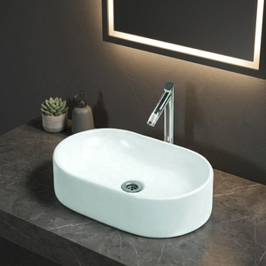 Vistaar Lavabo vasque rectangulaire en granit blanc moderne avec installation en montage sur le dessus, écologique, capacité 9L - Product Image 1