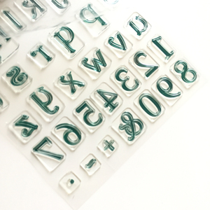 OEM personalizzato ventisei lettere digitale timbri in gomma auto-inchiostrazione timbri trasparenti per la decorazione del diario di colore verde - Product Image 3