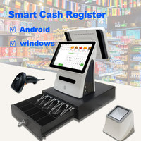 Terminal de pago RFID para programas de fidelización de restaurantes Sistema POS cuadrado con impresora para exposiciones y caja registradora POS