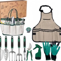 Ensemble de 11 outils de jardinage en aluminium robuste avec poignées ergonomiques souples pour le jardinage et la plantation en extérieur