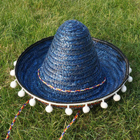 Sombrero marroquí Sombrero de paja para mujer Sombrero de playa de verano de gran tamaño para viajes al aire libre Deportes casuales Dibujado a mano Inspirado México