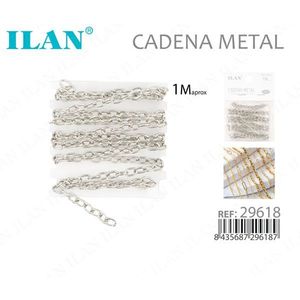Catena in metallo ILAN, circa 1 m, colore argento, per la creazione di gioielli e artigianato - Product Image 1
