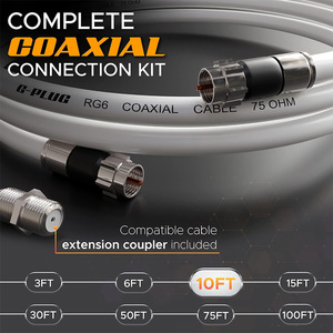 Connecteurs de compression Internet haute vitesse pour télévision numérique à large bande RG6 Ensemble d'extension de câble coaxial Type de <span class=keywords><strong>fibre</strong></span> 1m 5m de longueurs - Product Image 2
