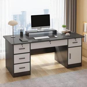 Ensemble bureau et chaise de style minimaliste moderne avec étagère, poste de travail pour salle à manger, bureau d'ordinateur avec tiroirs, chambre à coucher - Product Image 3