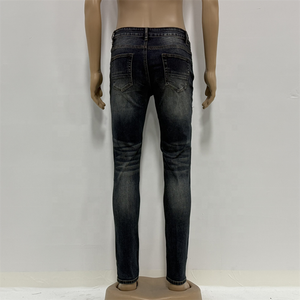 Jeans slim vintage déchirés pour hommes de haute qualité OEM/ODM, pantalon <span class=keywords><strong>bleu</strong></span> pour hommes, jeans en denim usé - Product Image 3
