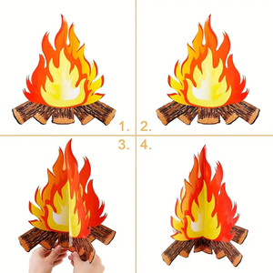 Centro de Mesa de Cartón 3D con Diseño de Fogata, Decoración de Cumpleaños con Temática de Bombero, Decoración de Halloween para el Hogar, <span class=keywords><strong>Chimenea</strong></span> para Fiestas de Graduación - Product Image 2