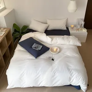 Baumwoll-Bett bezug Bettwäsche-Set bedrucktes Design 1 Bett bezug 2 Kissen bezüge, Reiß verschluss und Quilt Luxus-Bettwäsche-Set