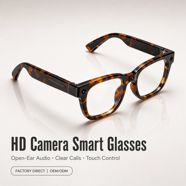 1300 HD Camera Smart Glasses Video Recording Open Ear Audio Wireless Built in Microphone Touch Control Lightweight Sport Driving
