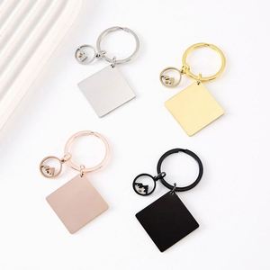 จี้รูปหัวใจเมล็ดมัสตาร์ด สลักเลเซอร์ พิมพ์โลโก้ วัสดุเปล่า DIY รูปทรงสี่เหลี่ยม โลหะสแตนเลส พวงกุญแจ - Product Image 2