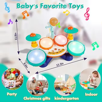 Light-Up 4 Beats Jazz Drum Set pour enfants Microphone-Jouets de musique Flash inclus pour l'éducation préscolaire et semblant