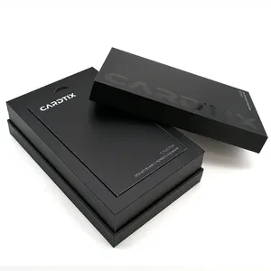 अनुकूलित लोगो लक्जरी कार्डबोर्ड कार्ड बॉक्स पैकेजिंग गर्दन कठोर उपहार बॉक्स के साथ काला अलग करने योग्य ढक्कन
