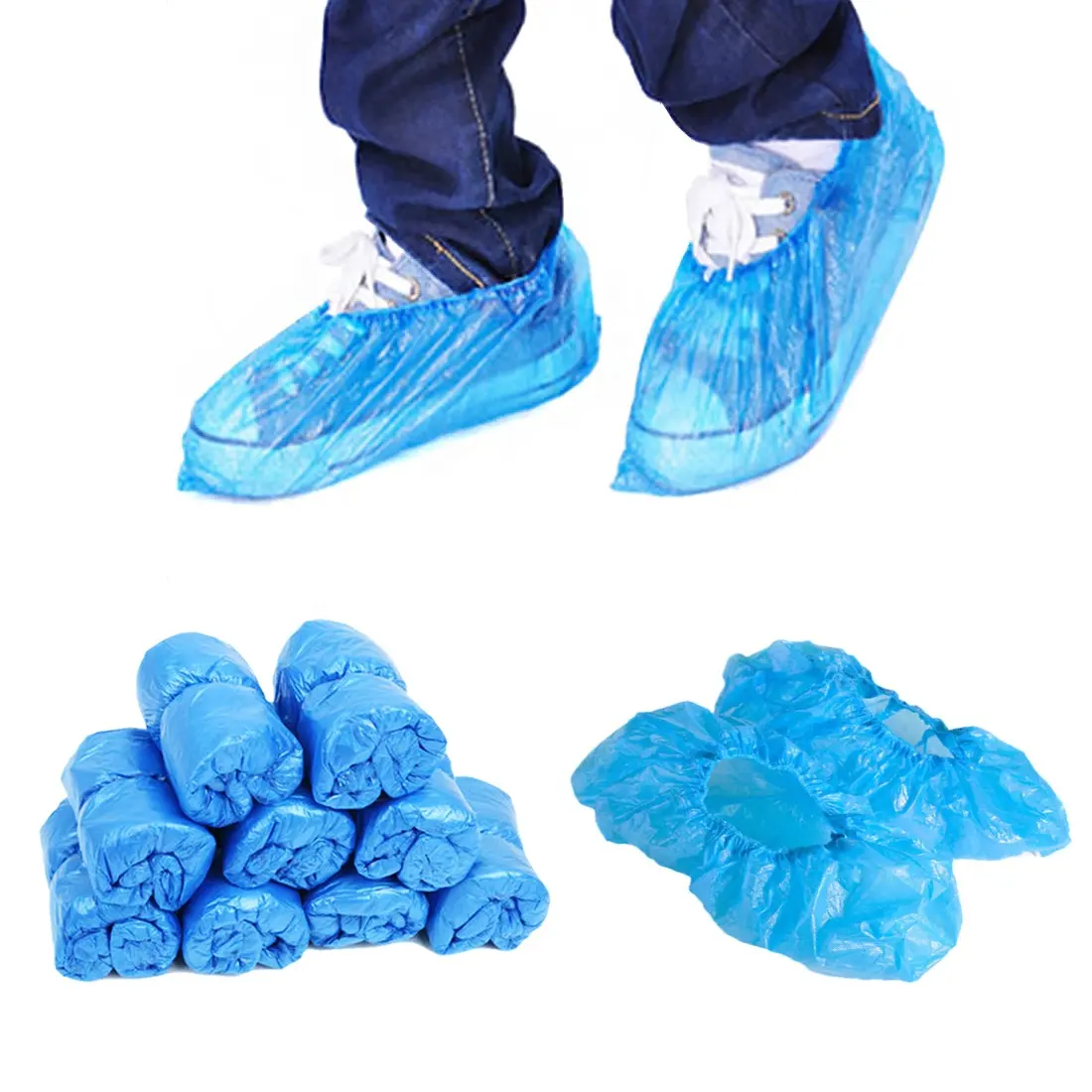 Disposable Hygienic Boot Shoe Covers 100 Pack Waterproof Slip Non-slip Wholesale Protective Pe Plastic Disposable Shoe Cover