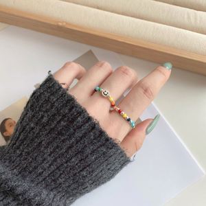 Dylam - Bague ajustable pour femme en argent sterling 925 rhodié, motif visage souriant perlé, tendance et très prisée - Product Image 3