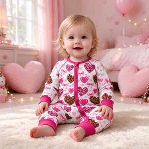 Tenues de la Saint-Valentin pour Filles : Combinaisons Personnalisées pour Tout-Petits avec Motifs Léopard, Cœurs, Nœuds et Fleurs – Vente en Gros de Vêtements Bio pour Sœurs, Collection Boutique - Product Image 3
