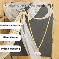 Collier superposé de perles d'eau douce AAA, plaqué rhodium, chaîne minimaliste en argent, bijoux à breloques, vente en gros, artisanat turc