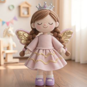 ตุ๊กตาผ้ากำมะหยี่สั่งทำพิเศษสำหรับเด็ก ตุ๊กตาเจ้าหญิงสีชมพูแสนน่ารัก ตุ๊กตาแฟนตาซีพร้อมมงกุฎ ขนาด 35 ซม. - Product Image 1