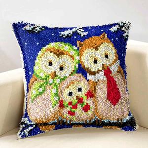 Taie d'oreiller brodée à la main <span class=keywords><strong>crochet</strong></span> à l'aiguille à la main, bricolage coussin tapis tapis loquet <span class=keywords><strong>crochet</strong></span> tapis Kits - Product Image 2