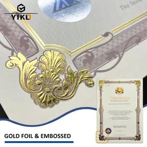 Custom A3 Gold Foil Stamping And Embossing Logo Certificate Of Golden Authenticity Paper With Security Holographic Seal