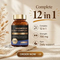 Suplemen Kompleks Magnesium 12 in 1 GMP Custom Private Label 700mg Kapsul Magnesium untuk Tulang dan Otot