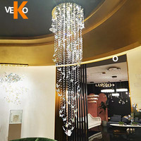 VEKO alibaba – lustre suspendu en cristal avec gouttes de pluie, grand lustre moderne en cristal ovale coloré