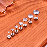 1 Paire de Clous d'Oreille Piercing Body en Acier Inoxydable Chirurgical 316L, 20G, Pierre de Verre Blanche, Dos Plat, Filetage Externe, Bijoux