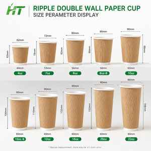 Gobelets à café jetables à double paroi en papier ondulé de 20 oz, vente en gros, compostables, revêtement PHA/PLA/PE, gobelets en papier personnalisés avec logo, service alimentaire - Product Image 2