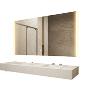 Espejo de Vanidad LED Moderno, Antivaho, Rectangular, con Pantalla Táctil Inteligente, Interruptor con Regulador de Intensidad, para Baño, Salón, Sala de Estar