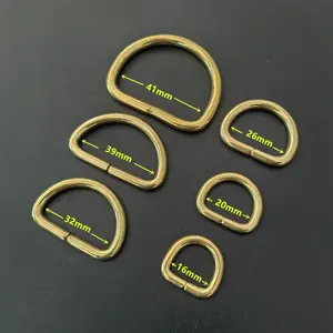 Solid brass non welded D ring metal wire formed semi-circular rings