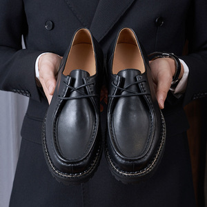 Zapatos de Cuero para Hombre de Alta Calidad, Lujosos y Cómodos, con Plataforma y Punta Cuadrada Arco Antideslizante Suave de Estilo Francés Cosido a Mano - Product Image 2