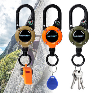 Chất Lượng Cao Sang Trọng Biểu Tượng Tùy Chỉnh Ngoài Trời Hợp Kim Hình Chữ Nhật Carabiner Dây Có Thể Thu Vào La Bàn Huy Hiệu Reel Chủ Leo Núi Móc - Product Image 4
