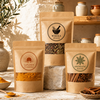 Sachet d'emballage en papier kraft biodégradable personnalisé avec logo imprimé, fermeture éclair et fenêtre, idéal pour viande séchée et grains de café