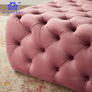 <span class=keywords><strong>Pouf</strong></span> rond Chesterfield moderne haut de gamme en velours capitonné avec boutons, luxe pour salon, chambre à coucher, hôtel - Product Image 3