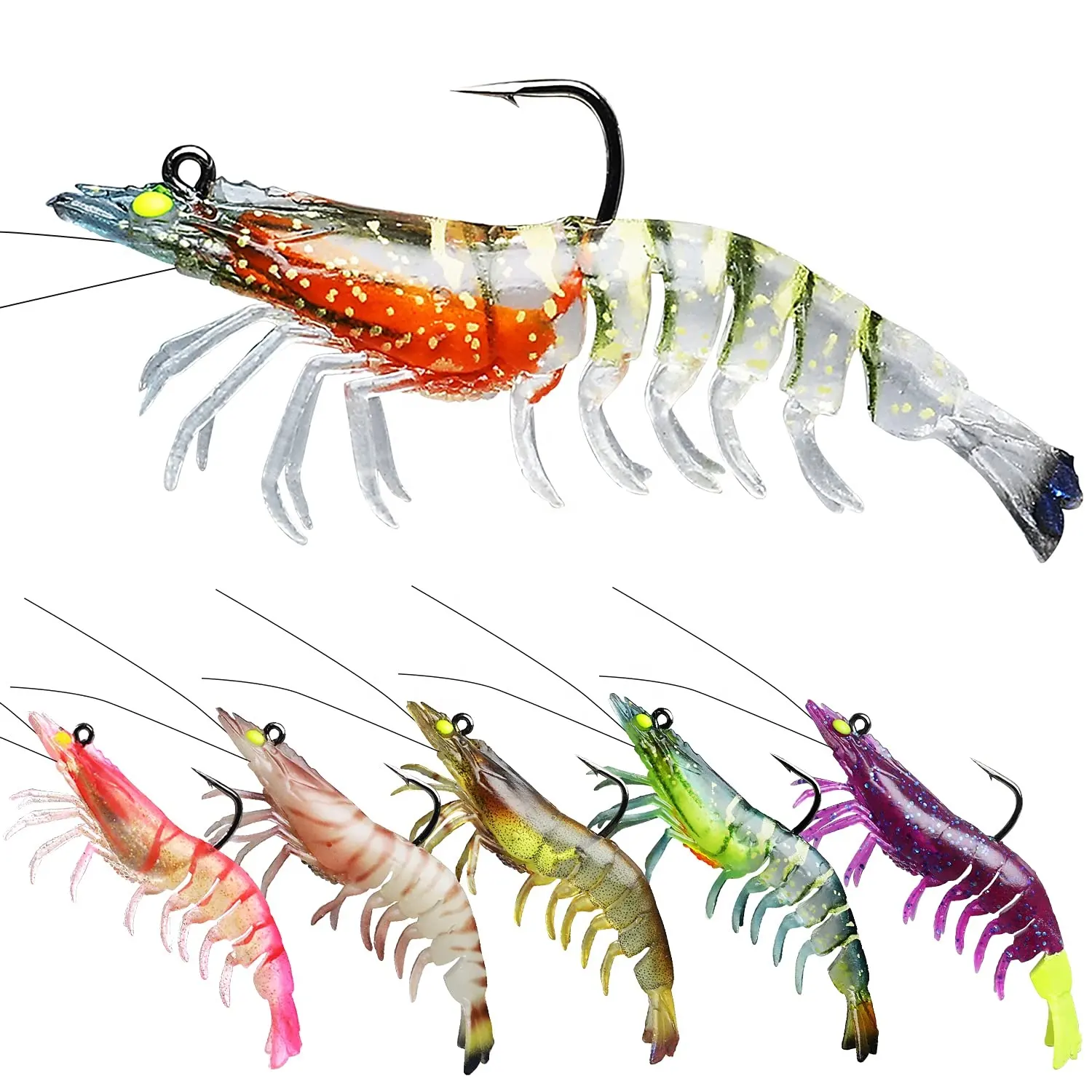 Truscend Soft Fishing Lures Big Shrimp Lure Pre-Rigged Shrimp fishing prawn lures Swimbait saltwater Freshwater for Wholesale