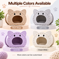 Maison pour chat en feutre personnalisée, forme visage de chat mignon, lit d'intérieur pour animaux de compagnie, grotte pour chat fermée et confortable, montage facile, vente en gros