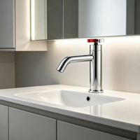 Robinet de lavabo contemporain en cuivre de qualité supérieure, monotrou, à poser sur le comptoir, mitigeur chaud/froid, finition nickel brossé pour hôtel et villa